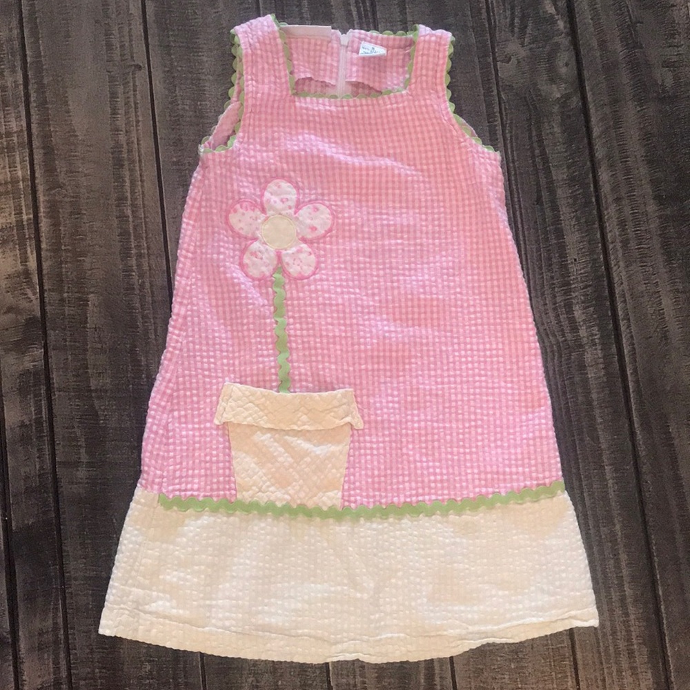 Girls pink and green gingham sundress